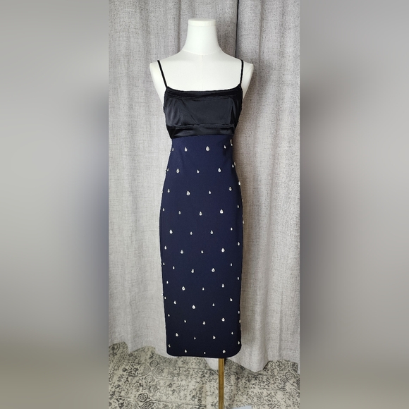 A.L.C. Alana Black and Navy Midi Dress - Picture 7 of 14